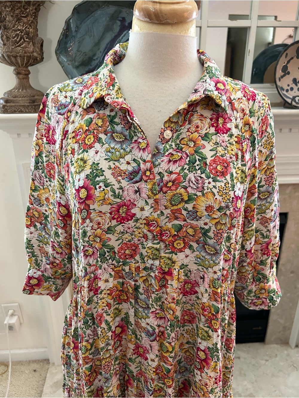 NATURAL LIFE Floral Midi Dress in Pink, Yellow & Green - Picture 3 of 10